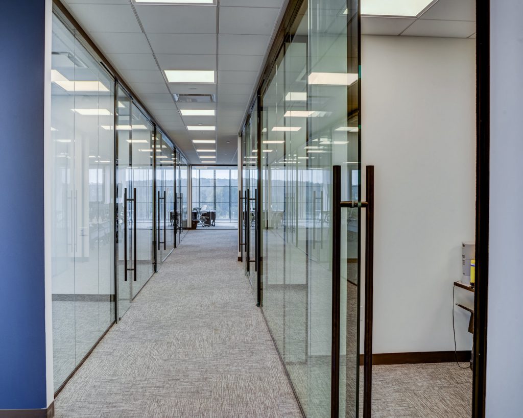 Office Hallway with LP Series Glass Partitions 
