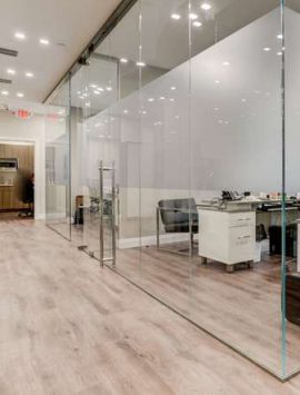 office hallways with glass walls