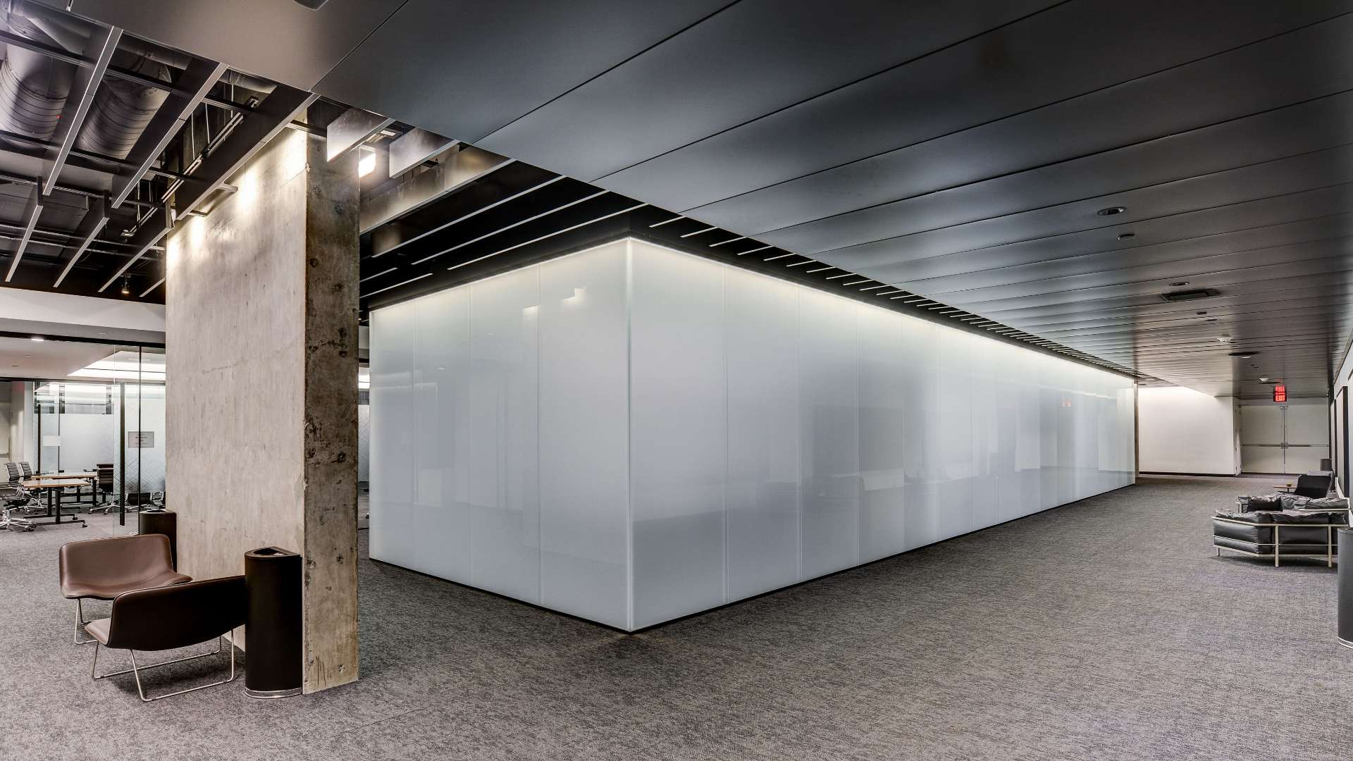 Double glazed glass office walls