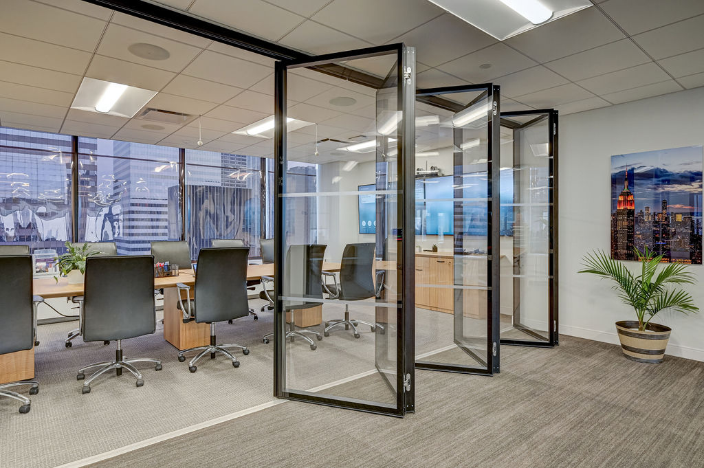Operable office glass partitions